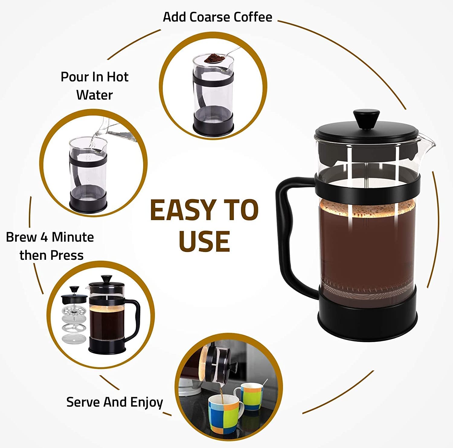 French Press 34 Ounce with Triple Filters. – Chapora Coffee