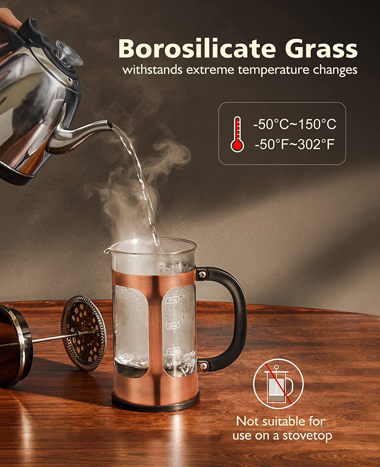 French Press Glass Classic Stainless Steel