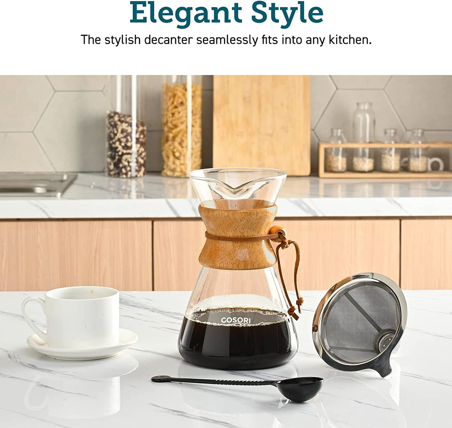 Pour Over Coffee Maker with Double-layer Stainless Steel Filter